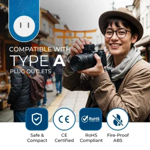 Japan, Philippines Travel Adapter - 2 in 1 - Type A - Compact Design (US-6) - view 11