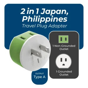 Japan, Philippines Travel Adapter - 2 in 1 - Type A - Compact Design (US-6) - view 3