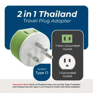 Thailand Travel Adapter - 2 in 1 - Type O - Compact Design (US-18) - view 3