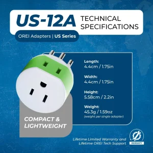 Italy, Uruguay Travel Adapter - 2 in 1 - Type L - Compact Design (US-12A) - view 10