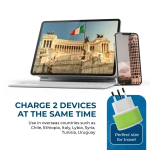Italy, Uruguay Travel Adapter - 2 in 1 - Type L - Compact Design (US-12A) - view 5