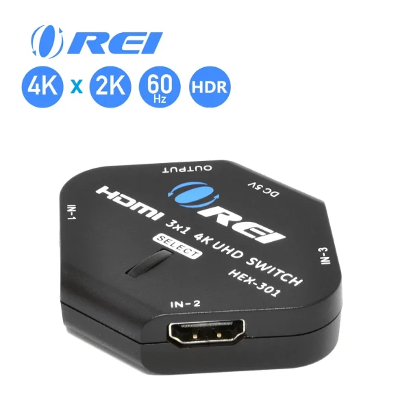 3x1 4K HDMI Switcher by Orei, 3-Port HDMI USB Powered Switch for Full 4K X 2K @ 60Hz HD 1080P & 3D Support HDCP 2.- H...