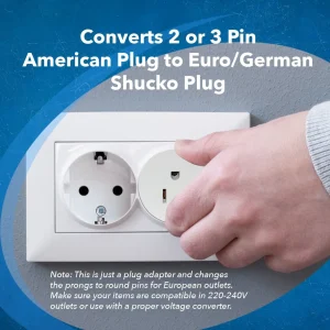 OREI American USA To European Schuko Germany Plug Adapters CE Certified Heavy Duty - 2 Pack (GS20) - view 9
