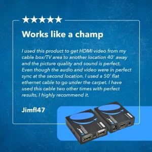 OREI HDMI Extender Over Single CAT6/CAT7 Cable 1080p With IR-Upto 196 FT-Supports & 3D, HD Audio (EX - view 10