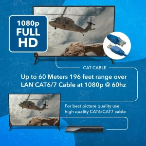 OREI HDMI Extender Over Single CAT6/CAT7 Cable 1080p With IR-Upto 196 FT-Supports & 3D, HD Audio (EX - view 4
