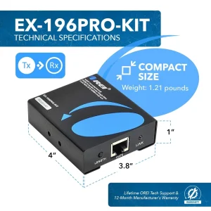 OREI HDMI Extender Over Single CAT6/CAT7 Cable 1080p With IR-Upto 196 FT-Supports & 3D, HD Audio (EX - view 5