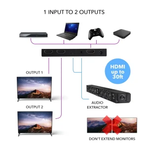 4K@60Hz 1x2 HDMI™ Splitter (Downscaler, Audio Extract)-UHDS-102A - view 3