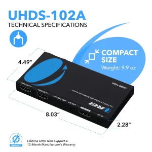 4K@60Hz 1x2 HDMI™ Splitter (Downscaler, Audio Extract)-UHDS-102A - view 5