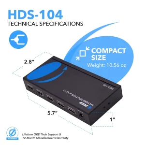 4K@60Hz 1x4 HDMI™ Splitter-HDS-104 - view 5