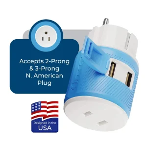 Europe, Germany Travel Adapter - 3 in 1 - 2 USB - Type C - Compact Design (U2U-9C) - view 2
