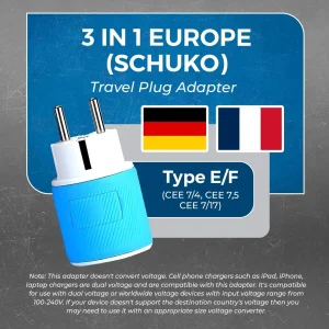 Europe, Germany Travel Adapter - 3 in 1 - 2 USB - Type C - Compact Design (U2U-9C) - view 4