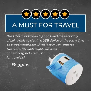 Australia, New Zealand Travel Adapter - 3 in 1 - 2 USB - Type I - Compact Design (U2U-16) - view 10
