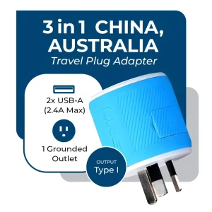 Australia, New Zealand Travel Adapter - 3 in 1 - 2 USB - Type I - Compact Design (U2U-16) - view 2