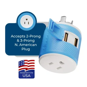 Australia, New Zealand Travel Adapter - 3 in 1 - 2 USB - Type I - Compact Design (U2U-16) - view 3