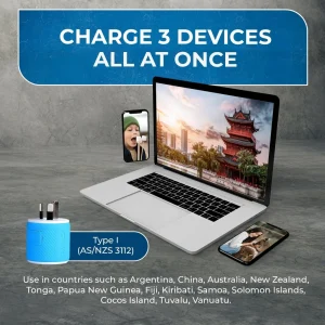 Australia, New Zealand Travel Adapter - 3 in 1 - 2 USB - Type I - Compact Design (U2U-16) - view 4