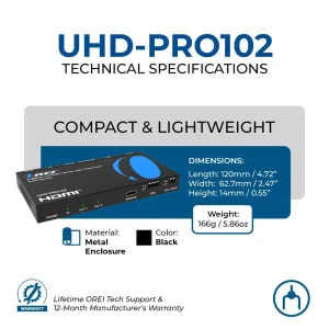 4K@60Hz 1x2 HDMI™ Splitter (CEC, Downscaler, Audio Extract) UHD-PRO102 - view 5