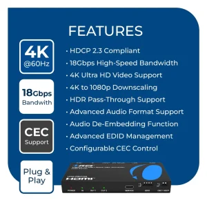 4K@60Hz 1x2 HDMI™ Splitter (CEC, Downscaler, Audio Extract) UHD-PRO102 - view 8