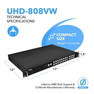 4K@60hz 8x8 HDMI™ Matrix w/ Video Wall (Seamless, Audio Extract)-UHD-808VW - view 5