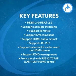 4K@60hz 8x8 HDMI™ Matrix w/ Video Wall (Seamless, Audio Extract)-UHD-808VW - view 7