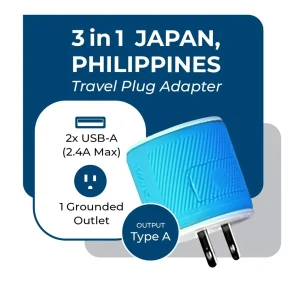 Japan, Philippines Travel Adapter - 3 in 1 - 2 USB - Type A - Compact Design (U2U-6) - view 2