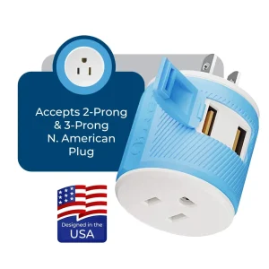 Japan, Philippines Travel Adapter - 3 in 1 - 2 USB - Type A - Compact Design (U2U-6) - view 3