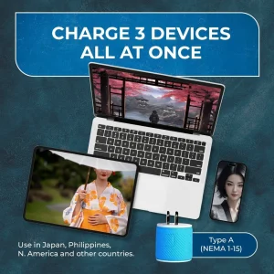 Japan, Philippines Travel Adapter - 3 in 1 - 2 USB - Type A - Compact Design (U2U-6) - view 4