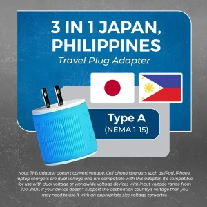 Japan, Philippines Travel Adapter - 3 in 1 - 2 USB - Type A - Compact Design (U2U-6) - view 6
