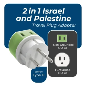 Palestine, Israel Travel Adapter - 2 in 1 - Type H - Compact Design (US-14) - view 3