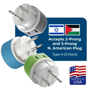 Palestine, Israel Travel Adapter - 2 in 1 - Type H - Compact Design (US-14) - view 6
