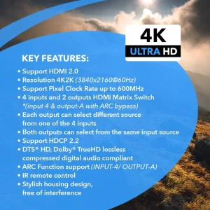 4K@60hz 4x2 HDMI™ Matrix (ARC)-UHD-402 - view 7