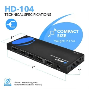 4K@30Hz 1x4 HDMI™ Splitter (HD-104) - view 4