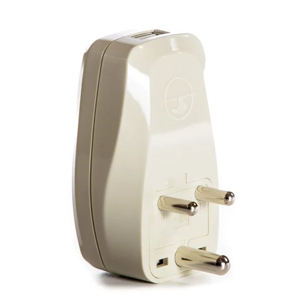 OREI 3 in 1 India Travel Adapter Plug with USB and Surge Protection - Grounded Type D - India, Africa & More - CE Cer...