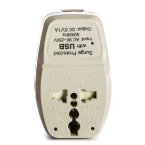 OREI 3 in 1 India Travel Adapter Plug with USB and Surge Protection - Grounded Type D - India, Afric - view 2