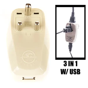 OREI 3 in 1 India Travel Adapter Plug with USB and Surge Protection - Grounded Type D - India, Afric - view 4