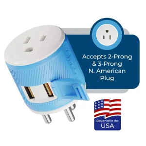 India, Nepal Travel Adapter - 3 in 1 - 2 USB - Type D - Compact Design (U2U-10) - view 3