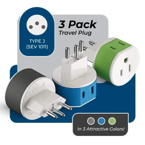 Switzerland Travel Adapter - 2 in 1 - Type J - Compact Design (US-11A) - view 2