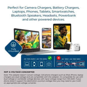 Brazil Travel Adapter - 3 in 1 - 2 USB - Type N - Compact Design (U2U-11C) - view 6