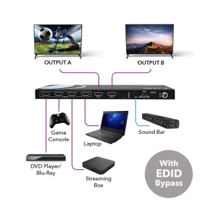 4K@60hz 4x2 HDMI™ Matrix (Audio Extract)-UHDS-402A - view 3