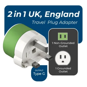 UK, Dubai Travel Adapter - 2 in 1 - Type G - Compact Design (US-7) - view 3