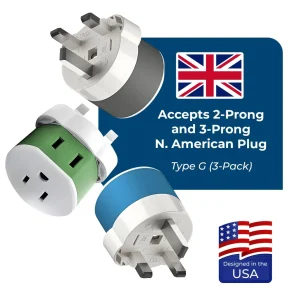 UK, Dubai Travel Adapter - 2 in 1 - Type G - Compact Design (US-7) - view 4