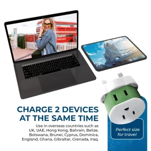 UK, Dubai Travel Adapter - 2 in 1 - Type G - Compact Design (US-7) - view 6