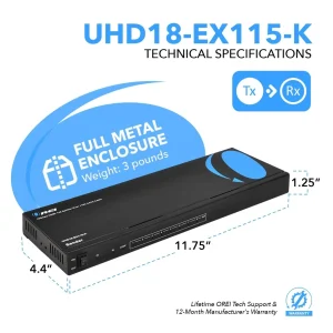 4K@60hz 1x8 HDMI™ Extender Splitter (Loop) - 115ft (cat6)-UHD18-EX115-K - view 5