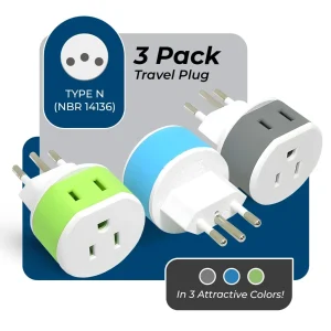 Brazil Travel Adapter - 2 in 1 - Type N - Compact Design (US-11C) - view 2