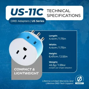 Brazil Travel Adapter - 2 in 1 - Type N - Compact Design (US-11C) - view 5
