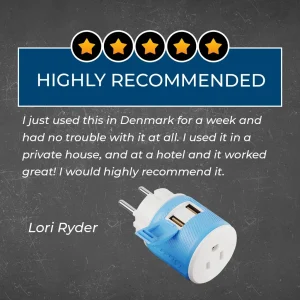 Denmark Travel Adapter - 3 in 1 - 2 USB - Type K - Compact Design (U2U-20) - view 10