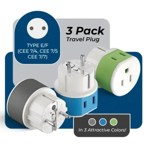 Germany, France Travel Adapter - 2 in 1 - Type E/F - Compact Design (US-9) - view 2