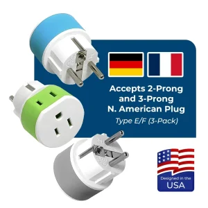 Germany, France Travel Adapter - 2 in 1 - Type E/F - Compact Design (US-9) - view 4