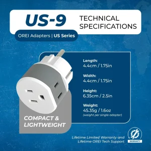 Germany, France Travel Adapter - 2 in 1 - Type E/F - Compact Design (US-9) - view 5
