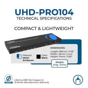 4K@60Hz 1x4 HDMI™ Splitter (CEC, Downscaler, Audio Extract) UHD-PRO104 - view 5