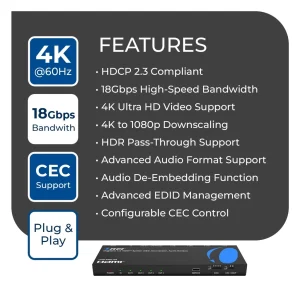 4K@60Hz 1x4 HDMI™ Splitter (CEC, Downscaler, Audio Extract) UHD-PRO104 - view 8